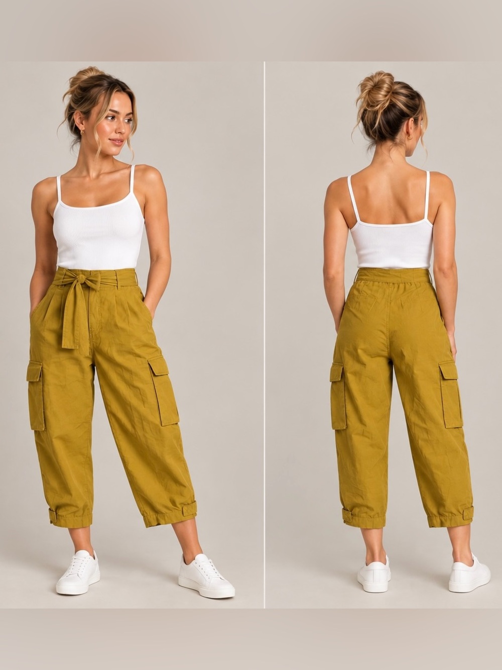 Banana Republic Cargo Pants Women size 6 Mustard Yellow High Waist Pants
